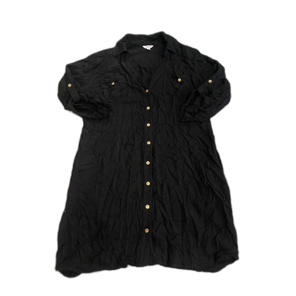 GUESS Black Button Down Shirt Dress-L